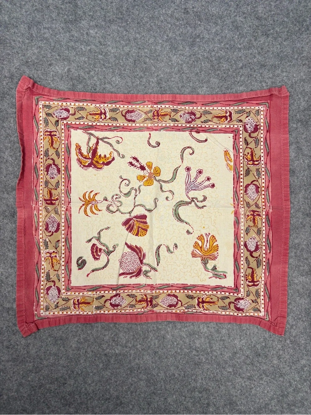 Couture Nature by Bruno Lamy Handmade Floral Cotton Scarf 19x19